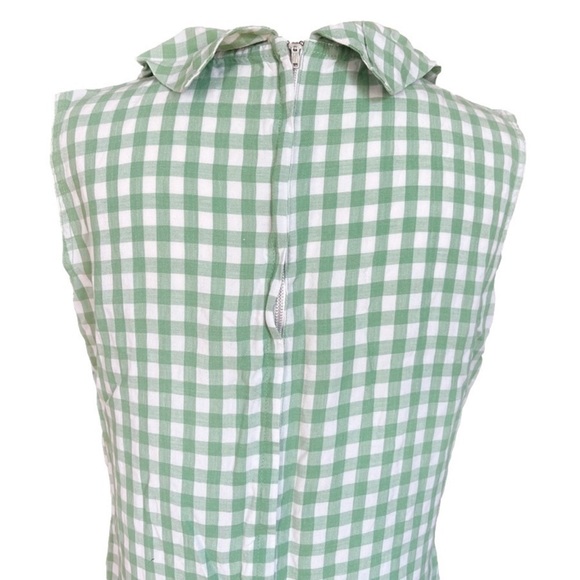 Vintage 60s Royal Miss Green Gingham Sundress Drop Waist Cottagecore Mod - Picture 5 of 8